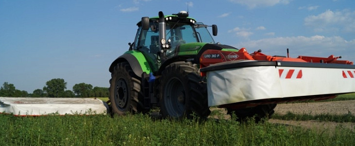 Deutz Fahr Warrior kosiarki Kuhn 2016 foto Kombajn ziemniaczany Grimme SE85 55 z ciągnikiem Deutz Fahr Agrotron K610   fotoglaeria