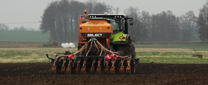 Mzuri uprawa pasowa wiosna 2017 film Claas Axion 960 Terra Trac i HORSCH Focus 6TD – pokazy siewu pasowego na Kujawach – część 1