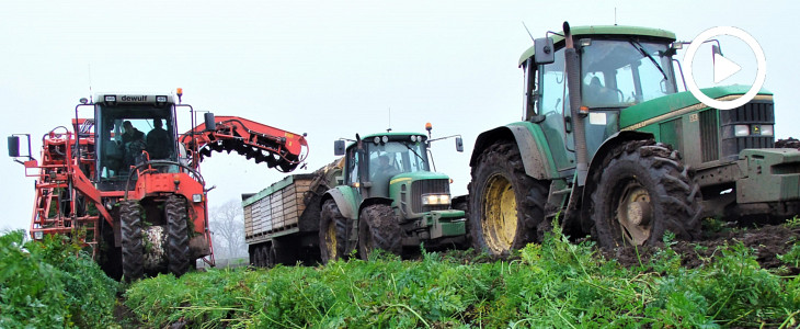 DeWulf ZK John Deere wtopy 2018 film Kombajn Dewulf i 4x John Deere w marchewce   FOTO