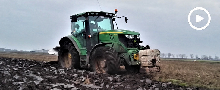 W ciężkiej zimowej orce: John Deere 6140R + 5 skib od Kverneland