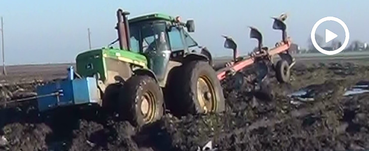 John Deere 4755 zimowa orka wtopa film Fendt 936 Vario + 8 skib Gregoire Besson = 4 m efektywnej orki   VIDEO