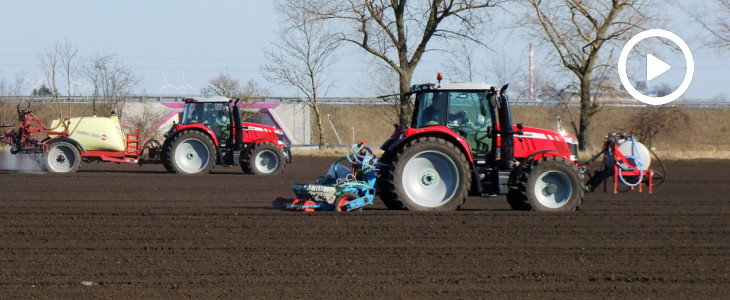 Massey Ferguson Monosem siew cebuli 2018 film Deutz Fahr Agroplus 310 + Monosem   siew cebuli na Kujawach   VIDEO