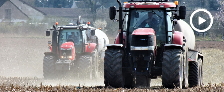 CaseIH Puma Massey Ferguson Pichon rozlewanie gnojowicy 2018 film Gnojowica na 3 beczki. W polu: Fendt, Case IH, Massey Ferguson + 2x Meprozet i Pichon (VIDEO)