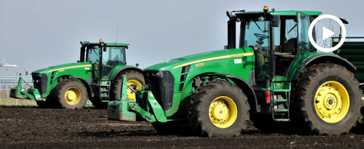 Bezorkowy siew pszenicy. W polu 2x John Deere 8230 + Horsch Tiger i Amazone AD