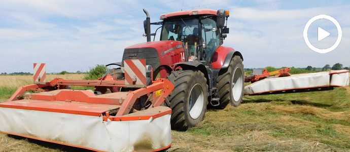 Koszenie łąki z GPS ? w akcji CASE IH Puma 230 CVX + 3 kosiarki KUHN - VIDEO