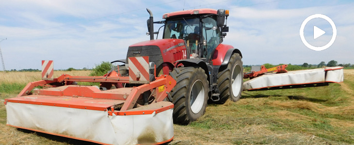 Koszenie łąki z GPS – w akcji CASE IH Puma 230 CVX + 3 kosiarki KUHN - VIDEO