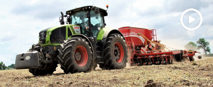 Czajkowski ST600 Claas Axion siew fasoli 2018 film Pasowy siew buraków – John Deere 8400R + Czajkowski ST600, New Holland T8.360 + Pöttinger Terradisc (FOTO)