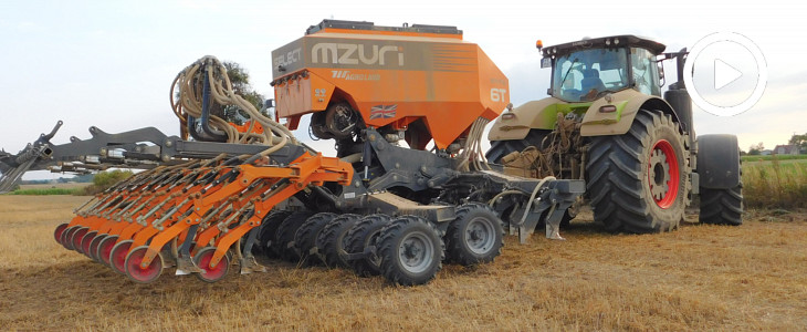 Mzuri 6T Select Claas Axion uprawa pasowa rzepak 2018  film Uprawa pasowa mokrą wiosną – w akcji Mzuri ProTil 4T SELECT (VIDEO)