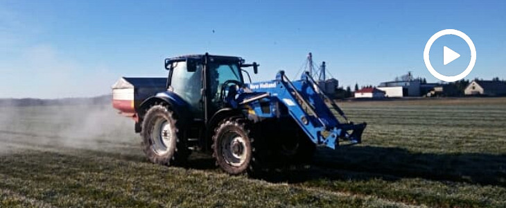 New Holland T6030 Kverneland nawozy 2019  film Uprawa, wapnowanie, orka. Jesienne prace polowe w CGFP   FOTO