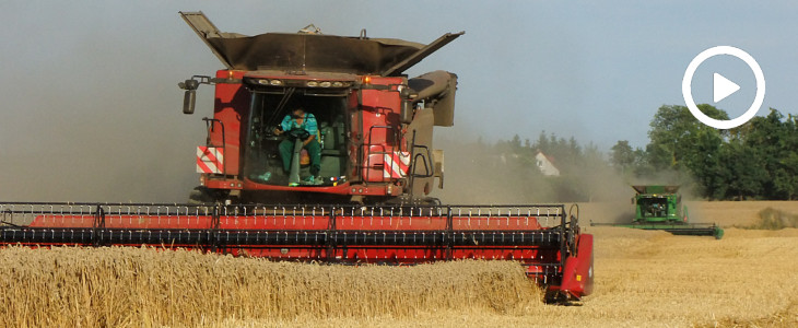 CGFP Case John Deere Steyr zniwa 2019  film Żniwa 2018, kombajny Case IH 8230, 9240 i John Deere S790i młócą groch