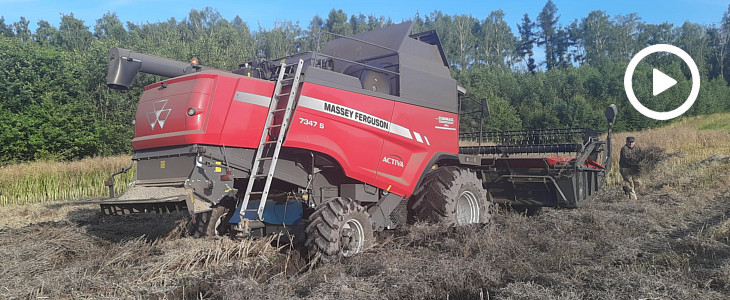 Massey Ferguson zniwa 2020 film Sąsiadowi trzeba pomóc   sześć traktorów w uprawie pod rzepak ? Włościbórz 2020