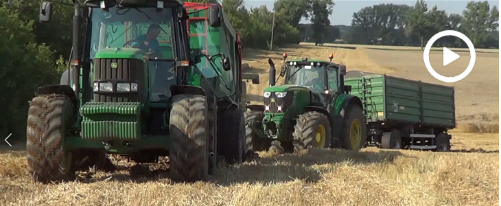 John Deere wyciąganie przyczepy zniwa 2020 film Mokre żniwa 2020 – w polu Massey Ferguson Activa 7347S, 7718S – VIDEO