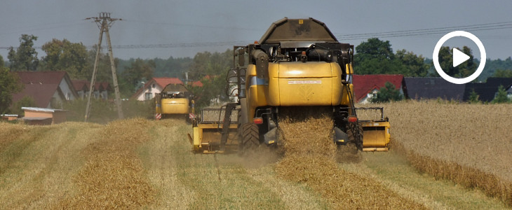 New Holland CX8090 2X zniwa 2020 film Żniwa 2020 ? w polu Case IH Puma 145 z prasą Claas Variant 360RC (VIDEO)