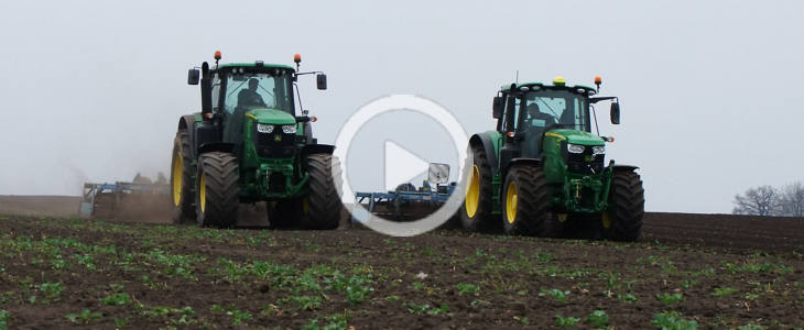 John Deere 6195M 6155M uprawa 2021 film John Deere 7820, John Deere 6155M i Ursus C360 ? siew marchwi na Kujawach (VIDEO)
