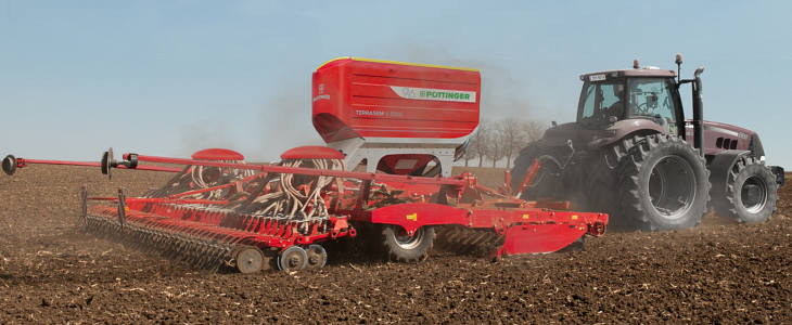 Pottinger TERRASEM V8000 V9000 Case IH Puma 195 CVX + Pottinger Terrasem C4 w siewie pszenicy   FOTO