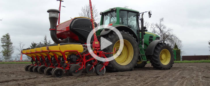 John Deere 7530 Vaderstad Tempo kukurydza 2022 film John Deere 6120M + Vaderstad Tempo T6   siew kukurydzy w spółce Spichlerz Jaskóły   VIDEO