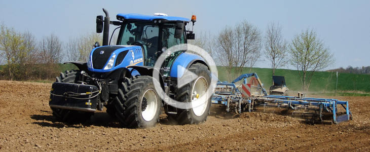 New Holland T7 Farmet Kompaktomat 800 CGFP 2022 film Uprawa przedsiewna w CGFP. W polu John Deere i Case IH z agregatami Farmet   FOTO