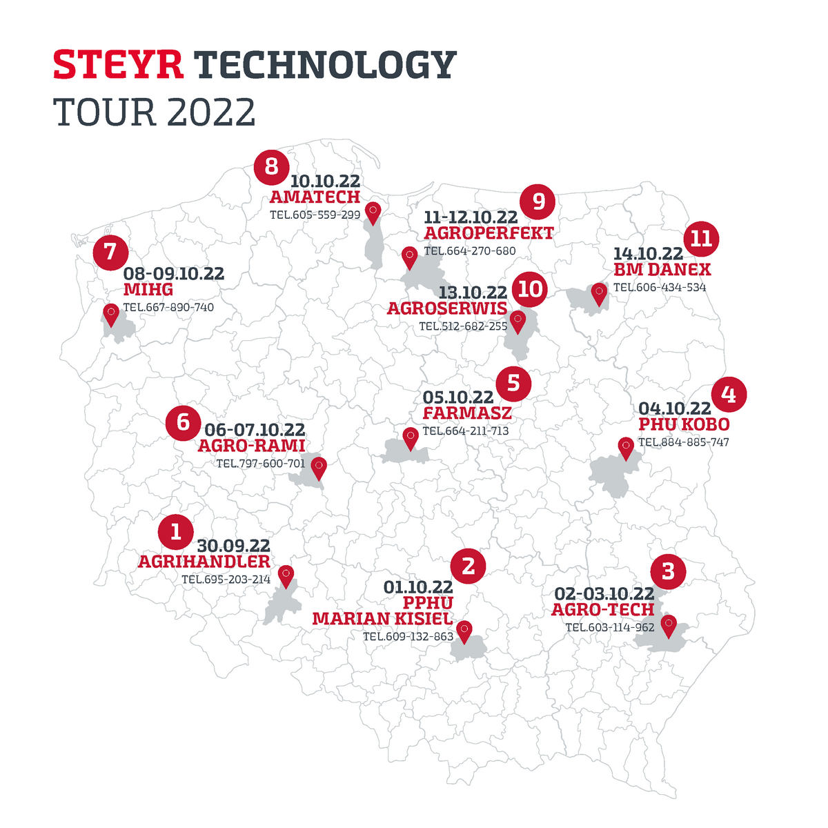 steyr technology tour 2022 mapa ŚTEYR Technology Tour 2022