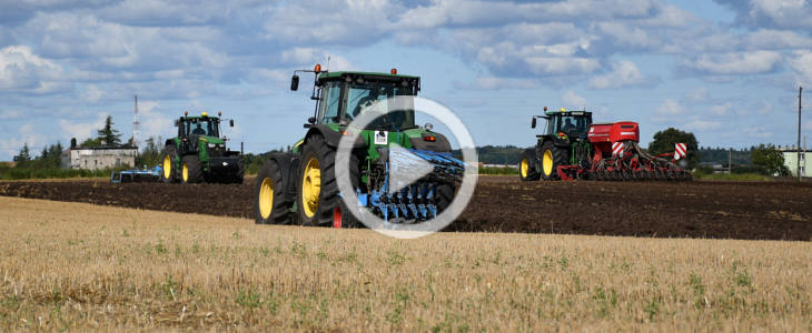 John Deere 3x siew rzepaku Spichlerz Jaskoly 2022 film Prasowanie słomy na Kujawach   John Deere 6110RC + John Deere V 451M oraz John Deere 5090R + New Holland BR 6090   VIDEO