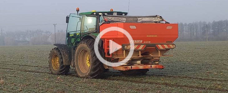 John Deere 6150R Rauch Axis nawozyr 2023 film New Holland T6.160 DC + Amazone ZA TS 3200 ? nawozy w Agrade Jacewo