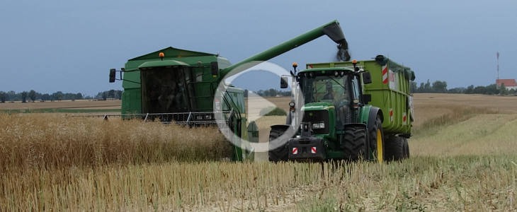 John Deere2066 6920S rzepak zniwa 2023 film 2x John Deere T670i – kukurydziane żniwa w Spichlerzu Jaskóły