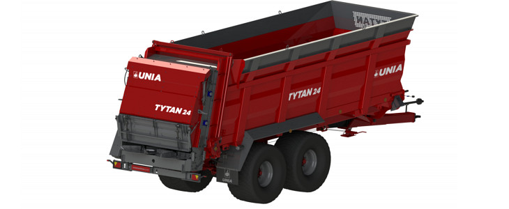 Unia Tytan 24 tyl Rozrzutnik UNIA TYTAN 24 z wagą – nowa wersja na AGRO SHOW 2023