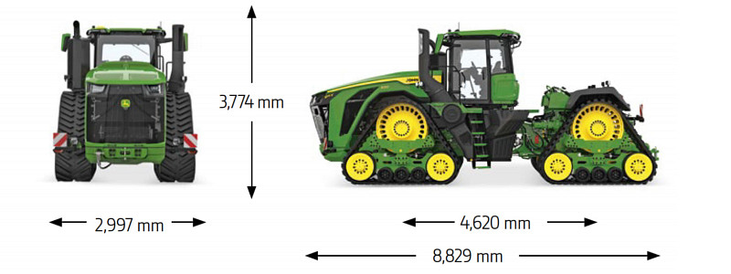 John Deere 9RX 640 wymiary Zielona moc XXL! Nowe ciągniki John Deere serii 9RX o maksymalnej mocy 913 KM