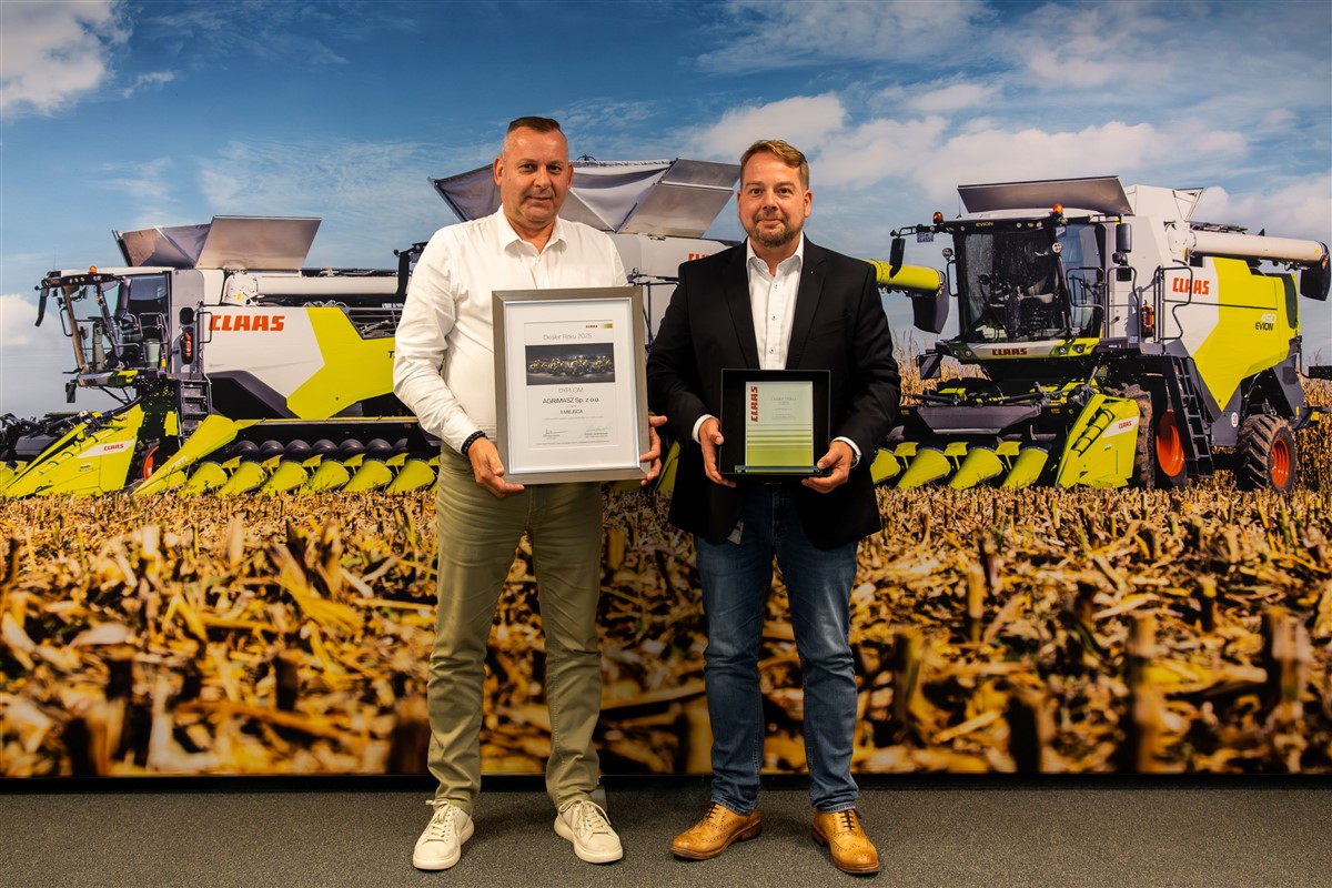 AGRIMASZ Dealer Roku 2025 miejsce II CLAAS Dealer Roku 2025: ŚWIERKOT, AGRIMASZ, ULENBERG