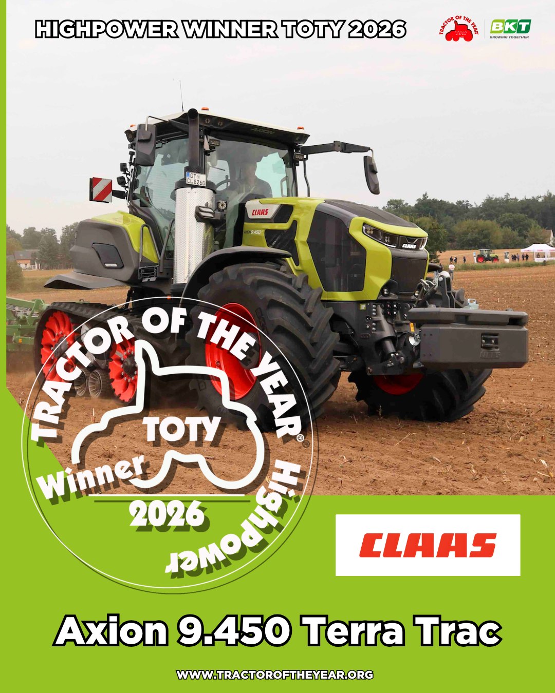 Claas Axion 9 Tytuły  „Tractor of the Year 2026” przyznane   Poznajcie zwycięzców!
