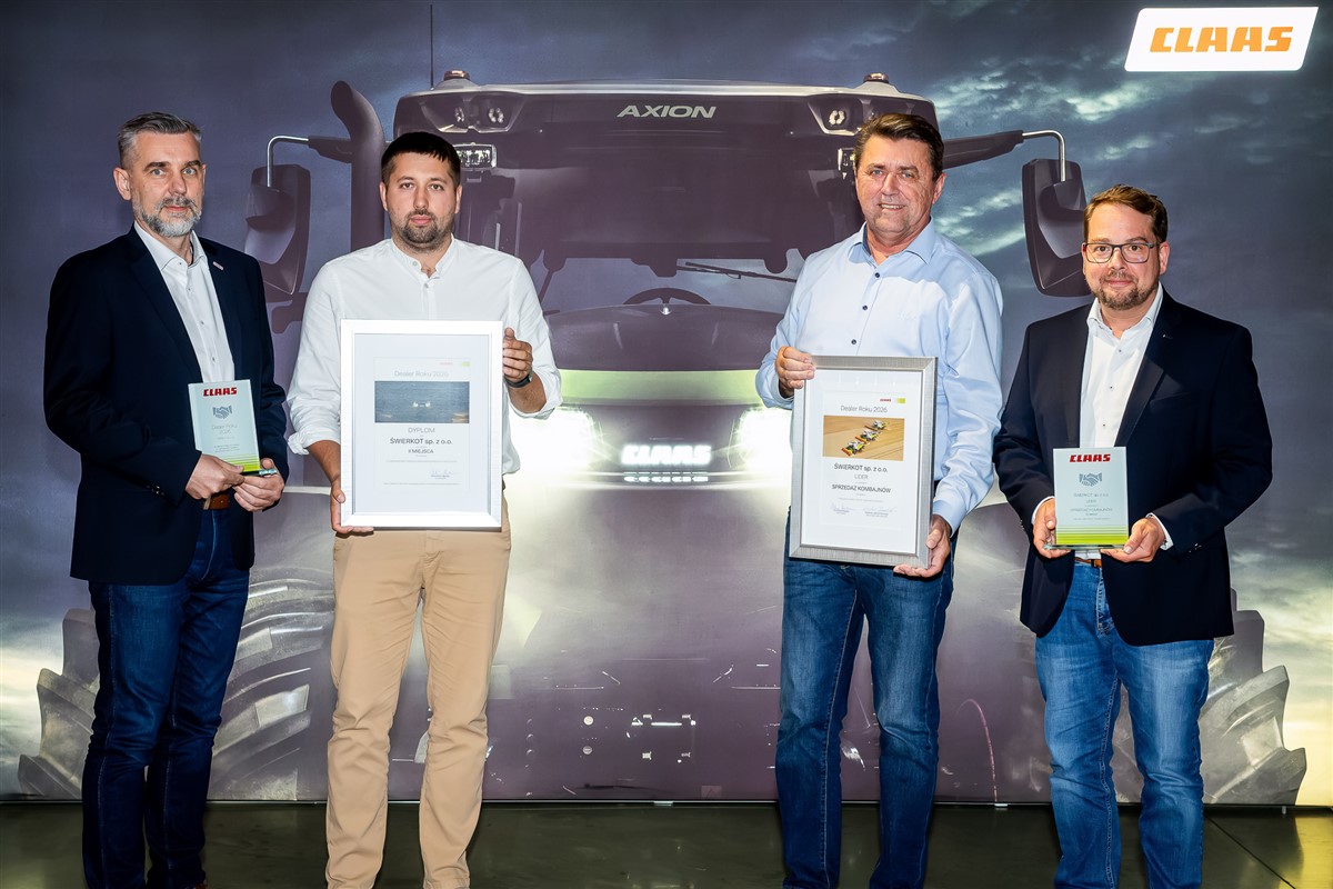 CLAAS Dealer Roku 2026: ULENBERG , KALCHEM i ŚWIERKOT oraz AGRIMASZ SWIERKOT Dealer Roku 2026 II Miejce CLAAS Dealer Roku 2026: ULENBERG , KALCHEM i ŚWIERKOT oraz AGRIMASZ