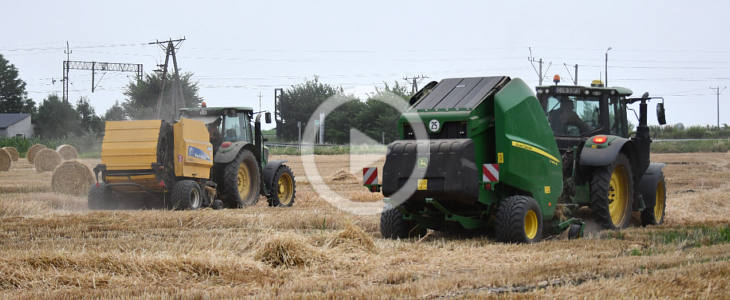 John Deere 6120M + John Deere V 451M i John Deere 6110RC + New Holland BR 6090 - prasowanie słomy w GR Kubiccy John_Deere_prasa_zniwa_film_2026